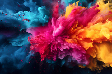 Fototapeta na wymiar Holi color paint splatter powder festival explosion burst powder background