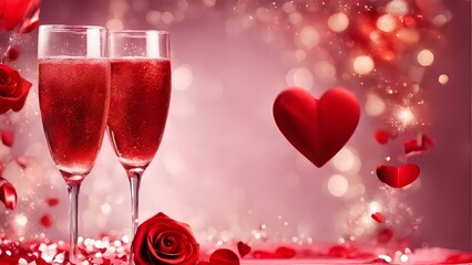 Fototapeta na wymiar Festive Holiday Birthday Anniversary Celebration Valentine's Day Background-Love Red Heart Pastel Aesthetic Background