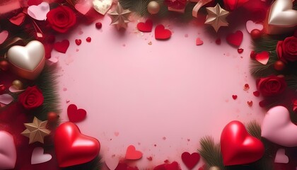 Festive Holiday Birthday Anniversary Celebration Valentine's Day Background-Love Red Heart Pastel Aesthetic Background