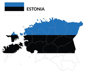 Estonia map. Map of Estonia with Estonian flag