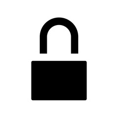 Lock icon in filled glyph style. Simple padlock vector illustration — pixel-perfect icon.