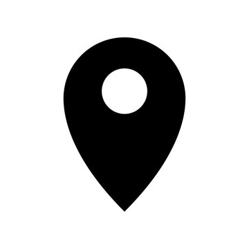 Location icon in filled glyph style. Simple GPS vector illustration &mdash; pixel-perfect icon.