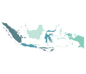 Indonesia map. Map of Indonesia in eight mains regions