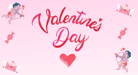 Fototapeta na wymiar Valentine's Day card on pink background