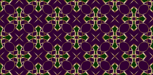 Abstract classic golden pattern. Seamless pattern with symmetric geometric ornament. For your design, Wallpaper, presentation, banner, page cover. Illustration made with texture.