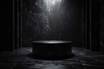 A black circular object in a dark room Generative AI