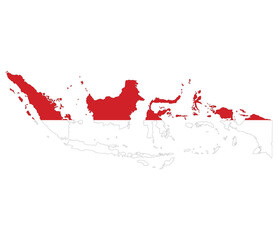Indonesia map. Map of Indonesia with Indonesia flag
