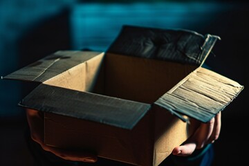 A person holding a brown cardboard box. Generative AI