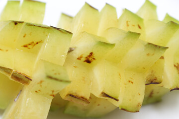slices of starfruit. sliced starfruit. fruit with selective focus.