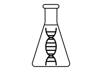Icono negro de probeta con hebra de adn.