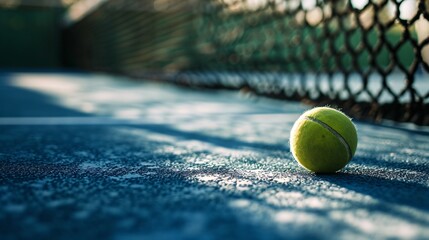 Tennis Ball on the Court Generative AI - obrazy, fototapety, plakaty