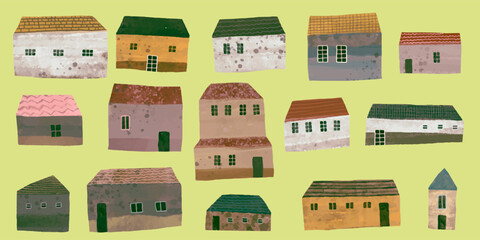 Fototapeta premium House in village. watercolor vector illustration.