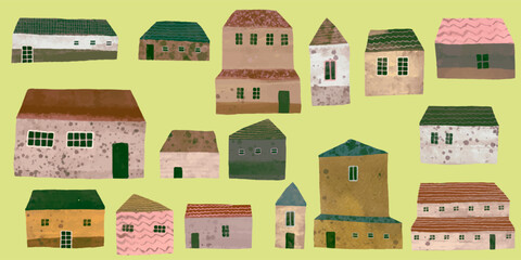 House in village. watercolor vector illustration.
