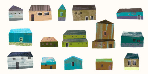 House in village. watercolor vector illustration.
