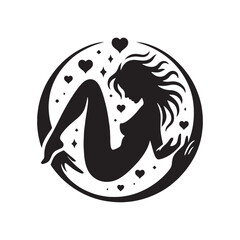 Ephemeral Valentine: Loving Silhouette, Romantic Embrace, Couple's Affectionate Shadows - Black vector Valentine Day Silhouette, Valentine Stock Vector
