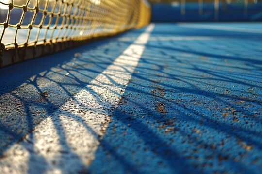Tennis Court with Shadow and Net Generative AI