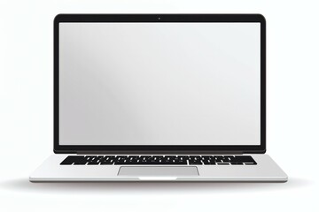 Laptop with blank screen isolated on white background