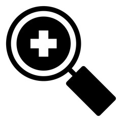 Fototapeta premium Medical search icon in solid style. Simple medical symbol vector illustration — pixel-perfect icon.