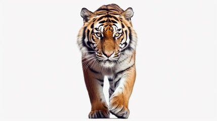 Wild animal tiger photo realistic on transparent white background.Generative AI