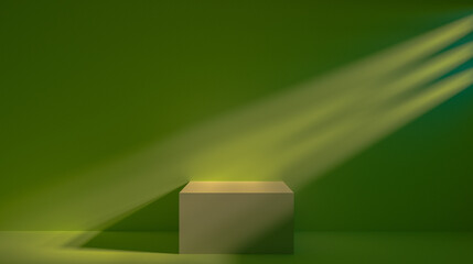 Green abstract product podium for 3d cosmetic product display and showcase