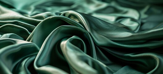 A close-up of a green fabric with a wrinkled texture Generative AI