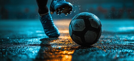 Soccer Ball Kicking Generative AI - obrazy, fototapety, plakaty