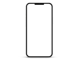 3D realistic high quality smartphone mockup with isolated background. Smart phone mockup collection. Device front view. 3D mobile phone with shadow on white background.