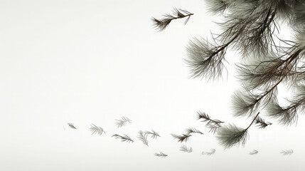 Obraz premium Pines leafs fallings isolated white background 