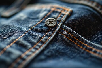 A close-up of a button on a pair of jeans. Generative AI - obrazy, fototapety, plakaty