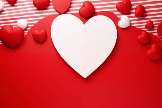 Heartfelt Harmony: Red and White Paper Composition, Blending Hearts and Stripes in a Joyful Symphony