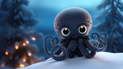 A Photo of octopus in blur night background