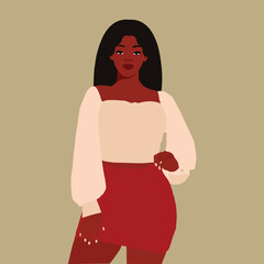 Beautiful black woman in elegant art style vector