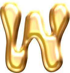 Golden Liquid Blob Alphabet Letter W