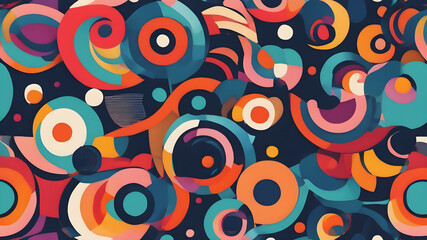 Fototapeta premium Hand drawn geometric seamless Round circular dot polka dot pattern. doodle. AI generated image, ai