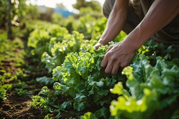 A person picking lettuce in a field Generative AI