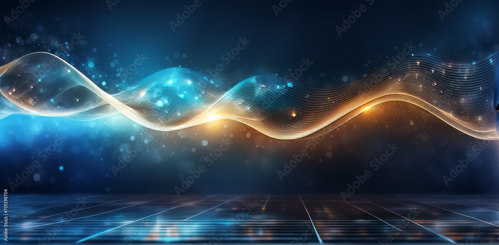 Poster digital business abstract wave technology background the futuristic realm with this captivating wallpaper, the mesmerizing wave of science , creating a visual network of innovation