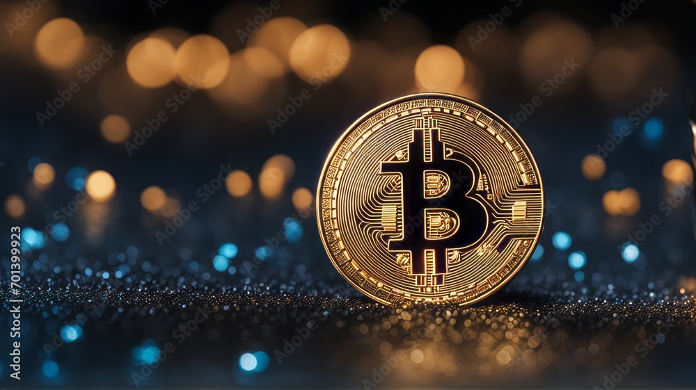 Poster Digital Bitcoin Currency is a new form of currency that uses blockchain technology. It is digital and makes cash transactions fast and secure.