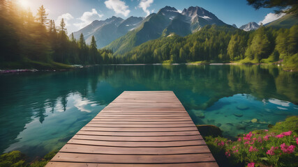  Artifical Intelligence generated vivid colorful landscape scenery. AI generated image