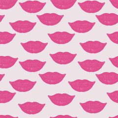 Lips seamless pattern pattern for fabric textile or scrapbook. Hand draw pink watercolor illustration for Valentines day design. Vector background