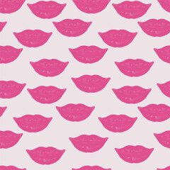 Lips seamless pattern pattern for fabric textile or scrapbook. Hand draw pink watercolor illustration for Valentines day design. Vector background