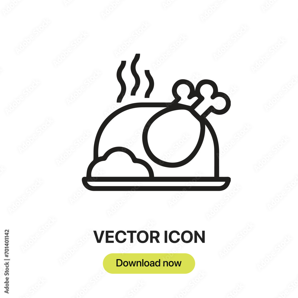 Poster turkey icon vector. linear-style sign for mobile concept and web design. turkey symbol illustration.
