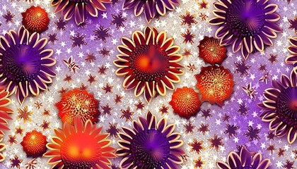 retro purple and gold with red flower background suitable for cover