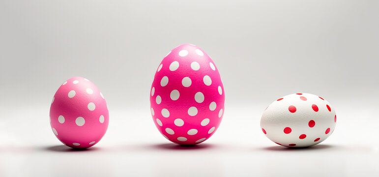 Easter card with pink and white polka dot eggs