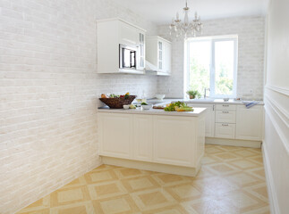 Classical white kitchen at home