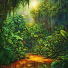 Fototapeta premium Nature digital painting style, painting, Generative AI illustrations