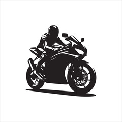 Fototapeta na wymiar Dynamic Energy: Silhouette of Biker in Vigorous Motion - Motorbike Stock Vector, Black Vector Bike Silhouette 