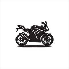 Racing Forward: Competitive Cyclist's Silhouette - Black Vector Bike Silhouette, Motorbike Stock Vector
