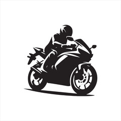 Racing Dreams: Speedy Bike Silhouette in High Gear - Black Vector Bike Silhouette, Motorbike Stock Vector
