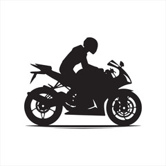 Fototapeta na wymiar Bike Silhouette: Sleek Cyclist's Form against the Sky - Motorbike Stock Vector, Black Vector Bike Silhouette 