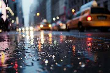 Fototapeten Rainy city street at night Generative AI © Bipul Kumar
